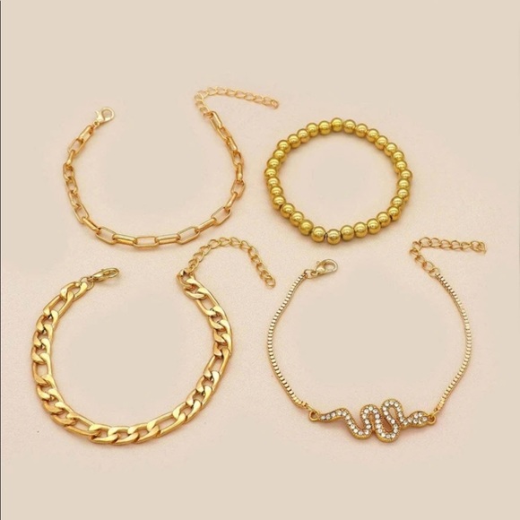 4 Pc. Snake + Chains Bracelet Set - Picture 2 of 4